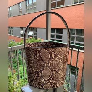 Rare STAUD Bissett python print leather bucket bag.